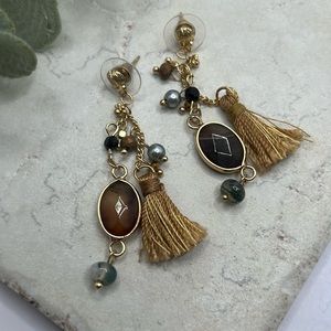 Gold Tassel Post Earrings.